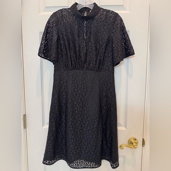 Kate Spade Flora Leopard Lace Mini Dress Black Size 4 - Picture 4 of 11